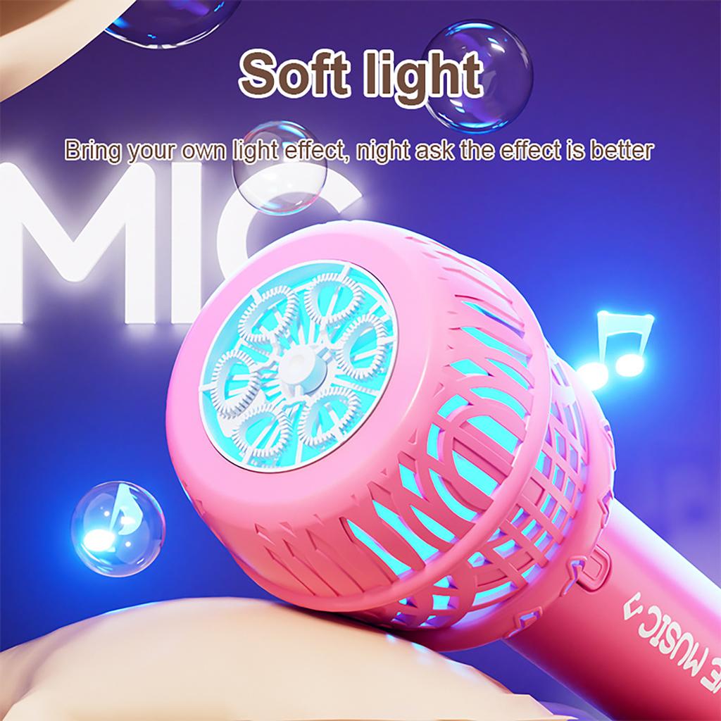 Microphone Bubble Stick Fully Automatic Electric Bubble Blowing Machine, Comes With Battery, Outdoor Bubble Blowing Toy