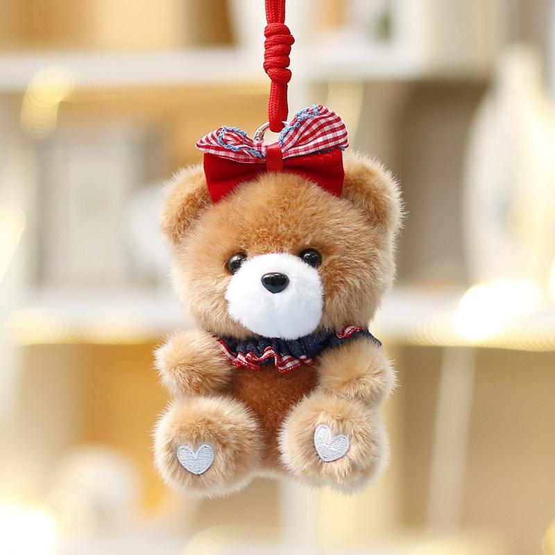 Plush Bear Keychain Cute Gift For Girls With Polyester Filling