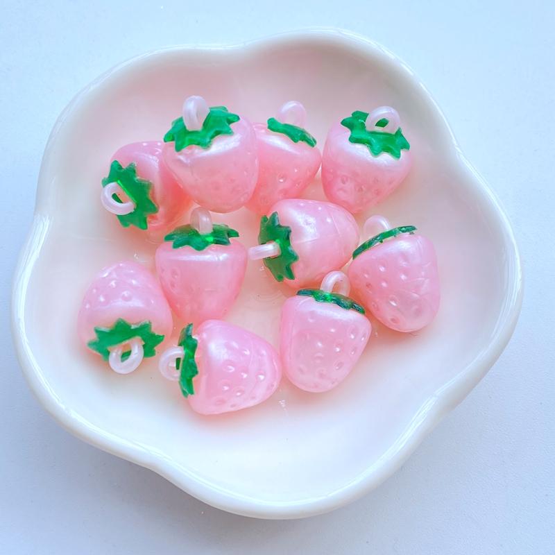 10Pcs New Cute Mini Strawberry Cherry Flat Back Resin Scrapbooking DIY Jewelry Craft Decoration Accessories