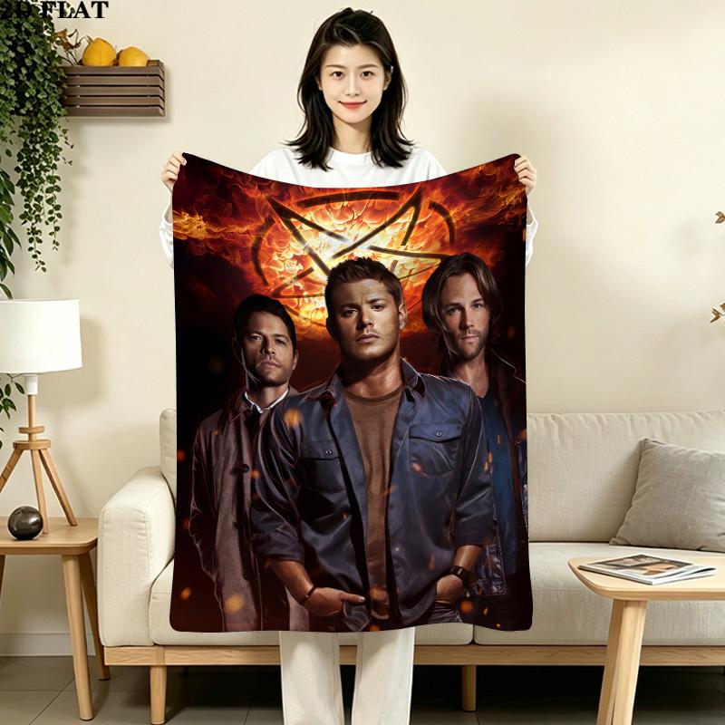 1PC Supernatural Patterned Flannel Blanket Suitable For All Seasons For Home Decor Warmth And Comfort Gifts Holiday Present