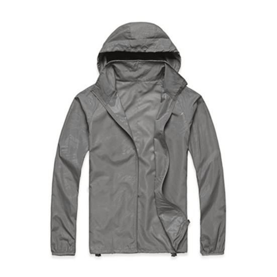 

Сплошной цвет, быстросохнущая повседневная уличная куртка, водонепроницаемая ветрозащитная солнцезащитная спортивная куртка для бега XL серый