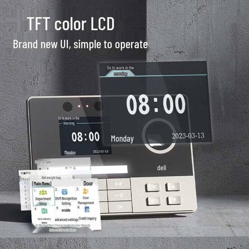 Deli Dynamic Face Recognition Attendance Machine CN plug (adapter included)