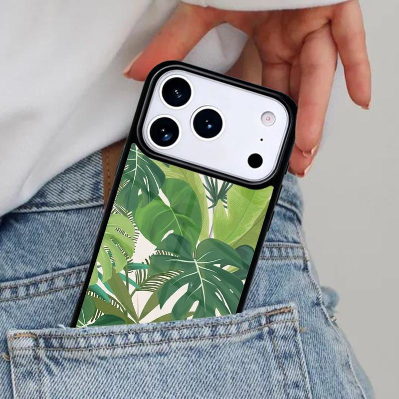 Monstera Leaves Palm Tree Flowers Phone Case for iPhone 17ProMax 12 13 14 15 16e 17 Pro Max Plus Air Cover