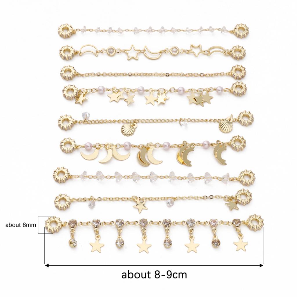 1pc 8-9cm Bracelet Safety Chain High Color Retention Gold Plating Safety Chain Tassel Pendant Chain Accessories DIY Handmade