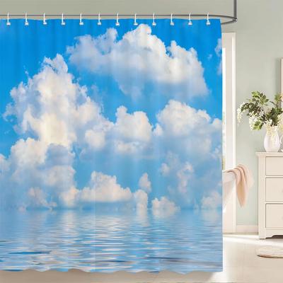 Blue Sky Clouds Scenery Shower Curtain Waterproof Bathroom Curtain With Hooks Bath Curtains Fabric 3d Printed 180*200cm Curtain