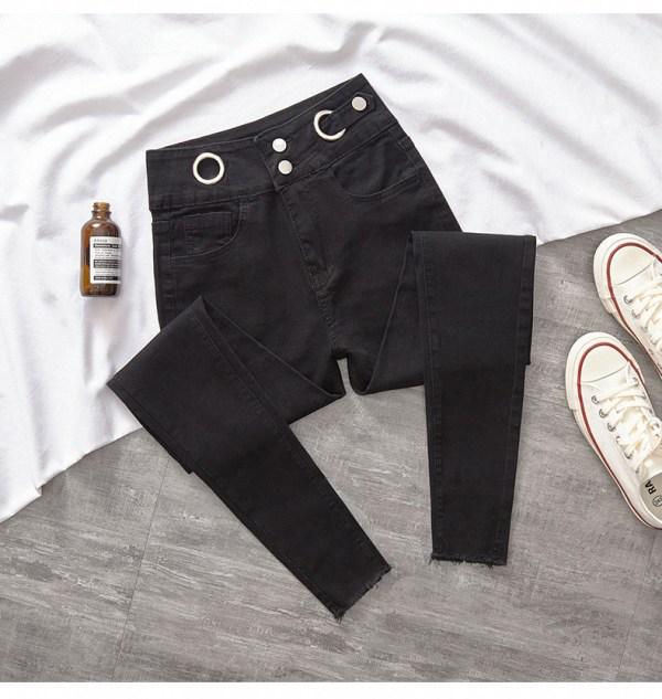Women's High-Waisted Skinny Jeans - Autumn 2025 Stretch Slimming Frayed Pencil Pants