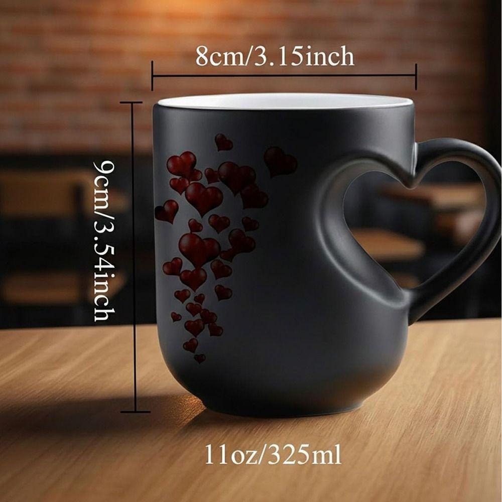 Heart Handle Design Color Changing Cup Ceramic Material Thermochromic Mug  Romantic Occasions