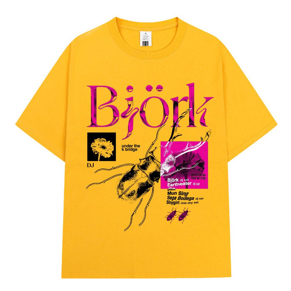 Bjork Music Singer Artist Graphic Print T Shirt Unisex Crew Neck Short Sleeve Casual Streetwear Fashion Tees Tops for Men Women Music Fans Concert