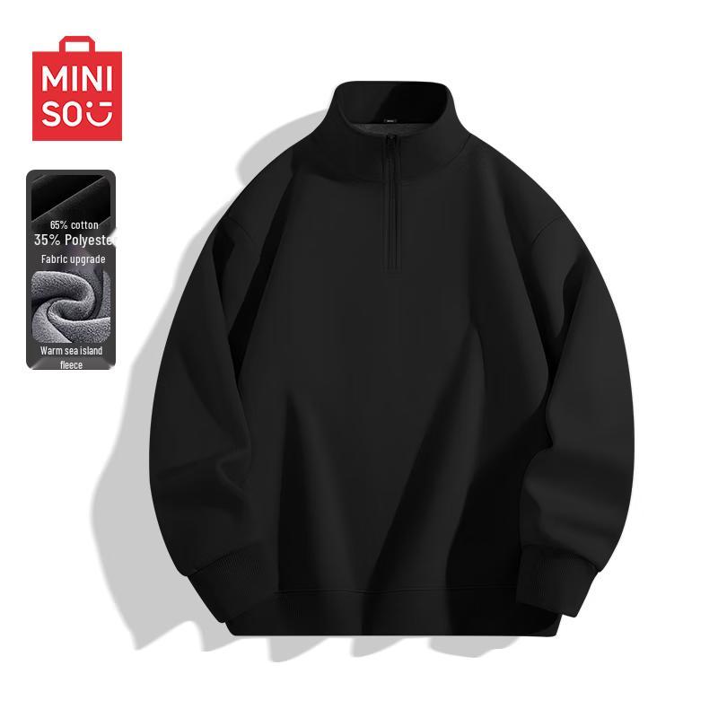 MINISO Men's Fleece-Lined Half-Zip Pullover Sweatshirt