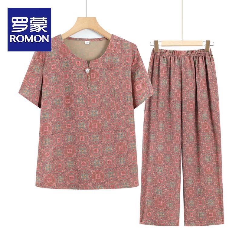 ROMON Women s Elegant Short Sleeve Two-Piece Summer Set 2XL