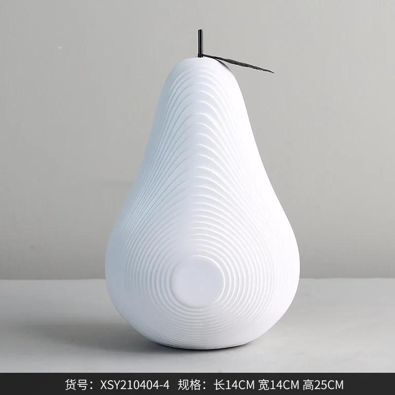 High-End Linie Apfel Birne Harz Handwerk Schwarz Weiß Dekoration Kreativ Wohnzimmer Arbeitsplatten Obst Skulptur Heimdekor Geschenk