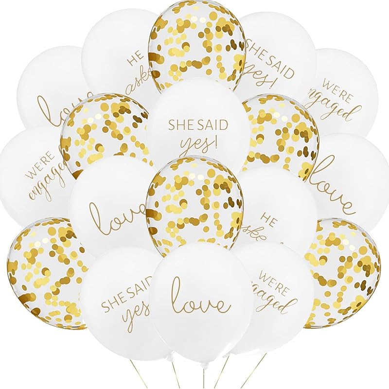 

50Pcs Engagement Balloons, Engagement Party Decorations, He Asked balloons, She Said Yes Balloons, Gold Confetti Latex Balloon, Bridal Shower золотий