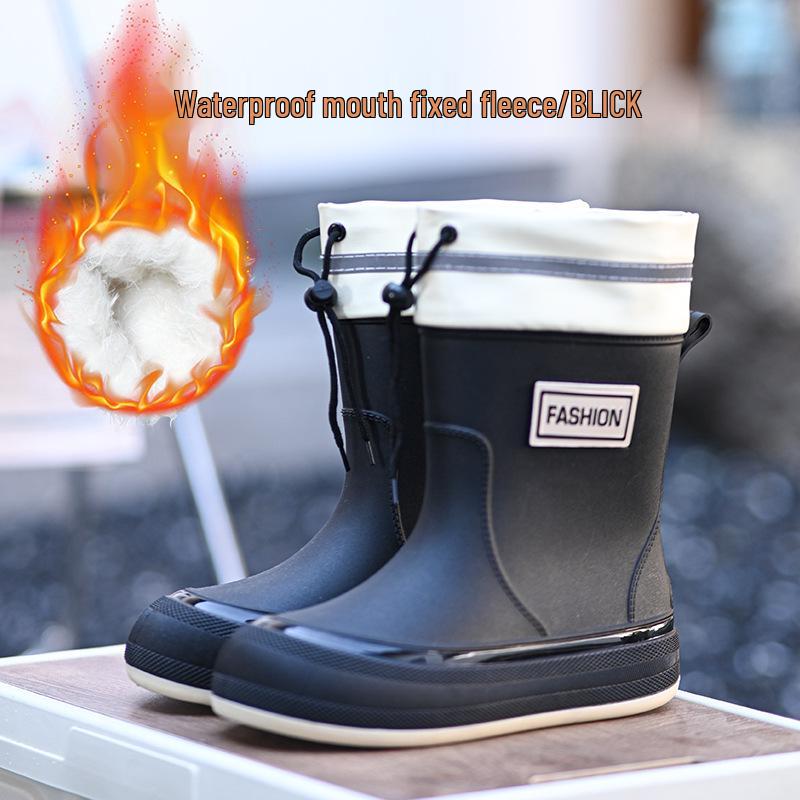 Damen Wasserdichte Verstellbare Mid-Calf Regenstiefel mit Weicher Sohle & Fixierter Kordel