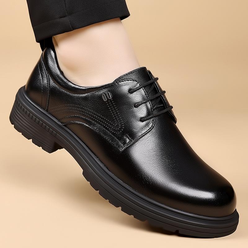 Genuine Leather Men'S Shoes Luxury High-Quality Style Office Business Adult Classic Black Work Shoes Thick Bottom