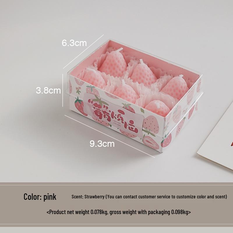Handmade Cute Strawberry Scented Soy Wax Candle – Creative Birthday Party Favor Gift