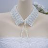 Perfect Match Laceup Tied False Collar Decorative Accessory Soft Fabric Pearls Decors Collar