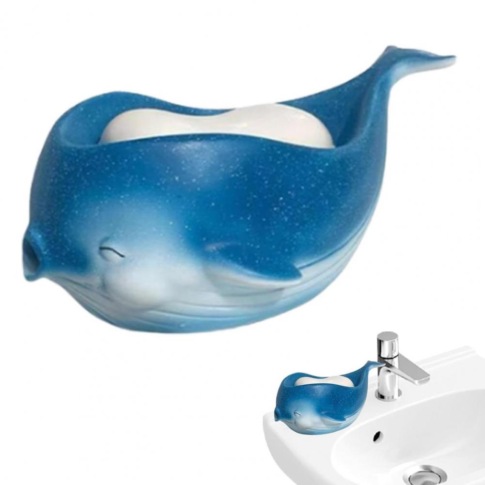 Soap Dish Whale-shaped Self-draining Soap Holder Easy-to-clean Bathroom Decor Reusable Shower Soap Box Design for Organized Bath