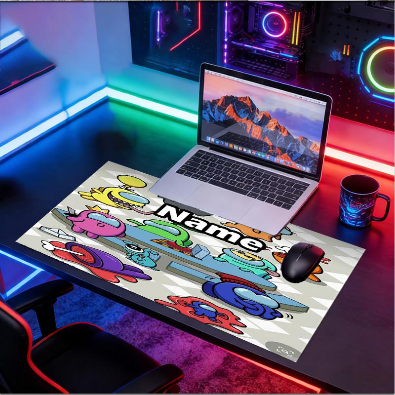 Custom Name Personalized Among Us Pattern Mousepad, Laptop PC Desk Mat, Decorative Desk Mat for Home Keyboard Pad Gift