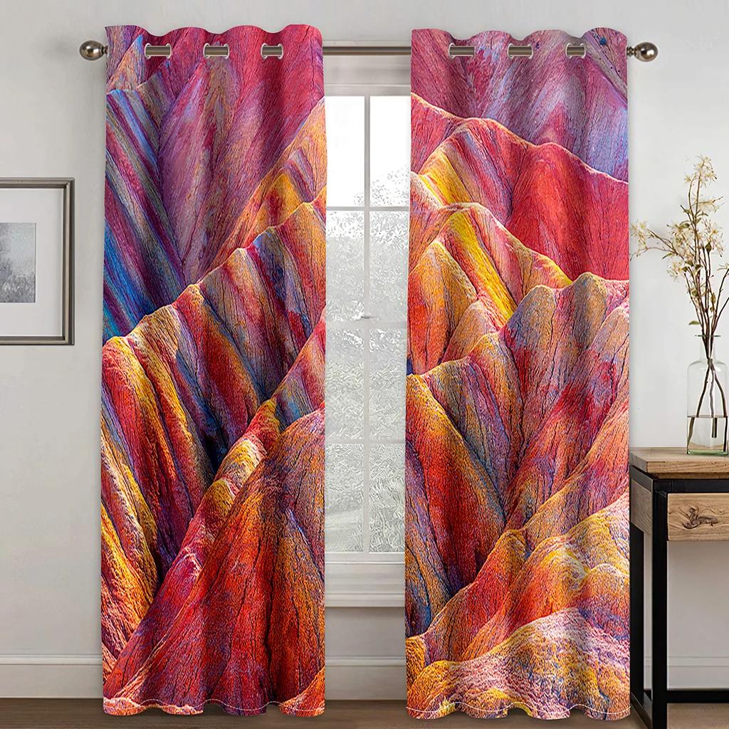 Sunshine Snow Mountain Lake Water Waterfall Natural Scenery High Shading Curtain Bedroom Living Room Hotel Window 2 Panels