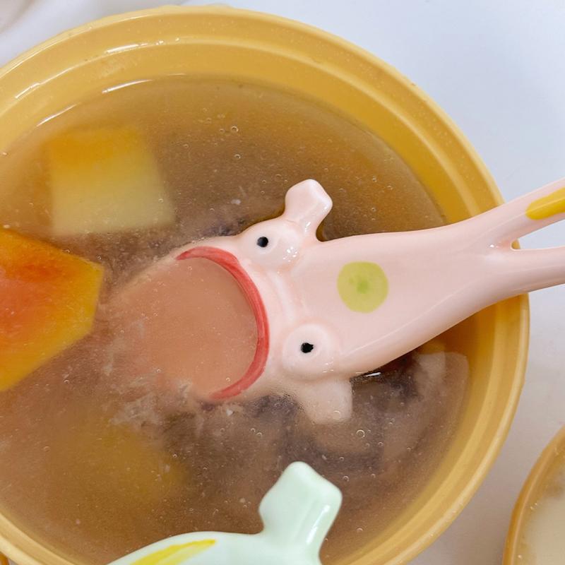 Creative Frog Spoon Ceramic Long Handle Spoon Household Quirky Soup Spoon Dessert Spoon Restaurant Household Kitchenware