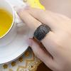 Anello Cocktail Pavé Nero Stile Europeo Gioiello Raffinato Per Donne Uomini Primavera Vintage Argento 925 Regalo