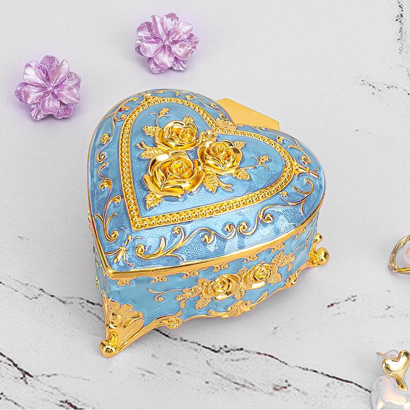 European Retro Luxury Princess Enamel Jewelry Box - Exquisite Metal Necklace Storage Box