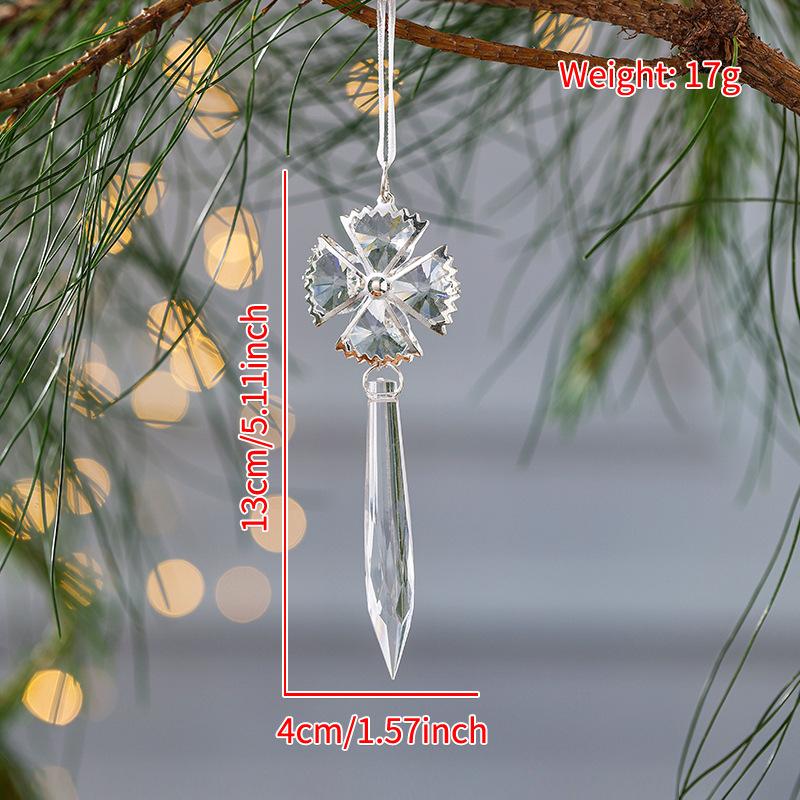 Transparent Acrylic Indoor Snowflake Crystal Ice Pendant Pearl Water Drop Hanging String Christmas Tree Ornament Pendant