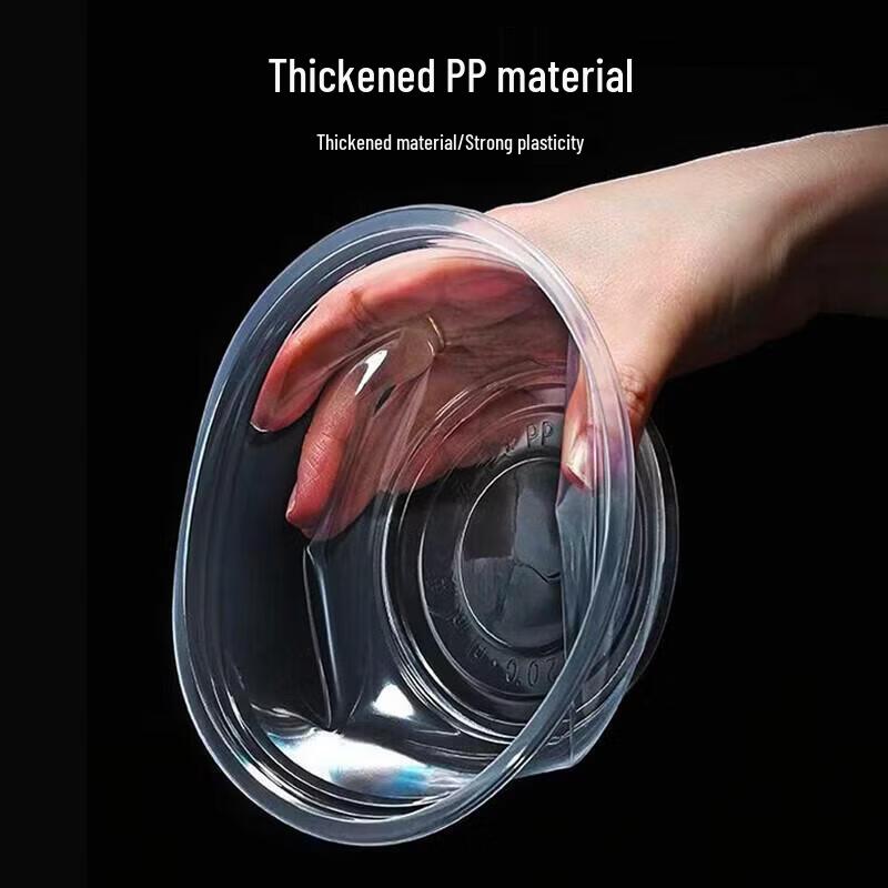 HANDUNYOU Disposable Round Plastic Lunch Boxes with Lids