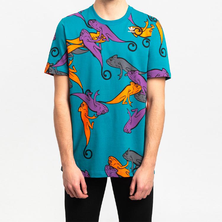 adidas Originals Trefoil Allover Mehrfarbiger Chamäleon-Print Kurzarm-T-Shirt Herren Tops FM3686