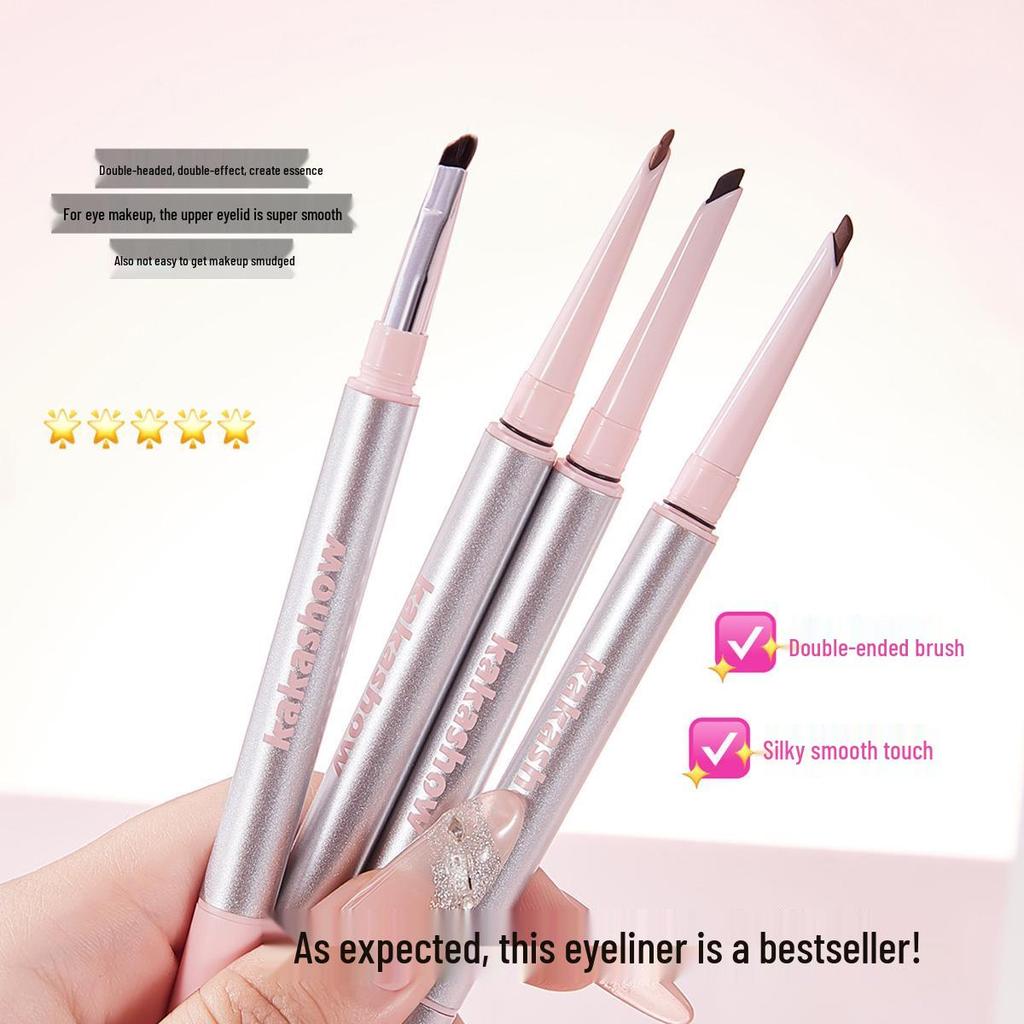 Kakashow Double-Ended Eyeliner Gel Pencil: Waterproof, Sweatproof, Smudge-proof, Long-lasting, Highly Pigmented, Ultra-fine for Beginners.