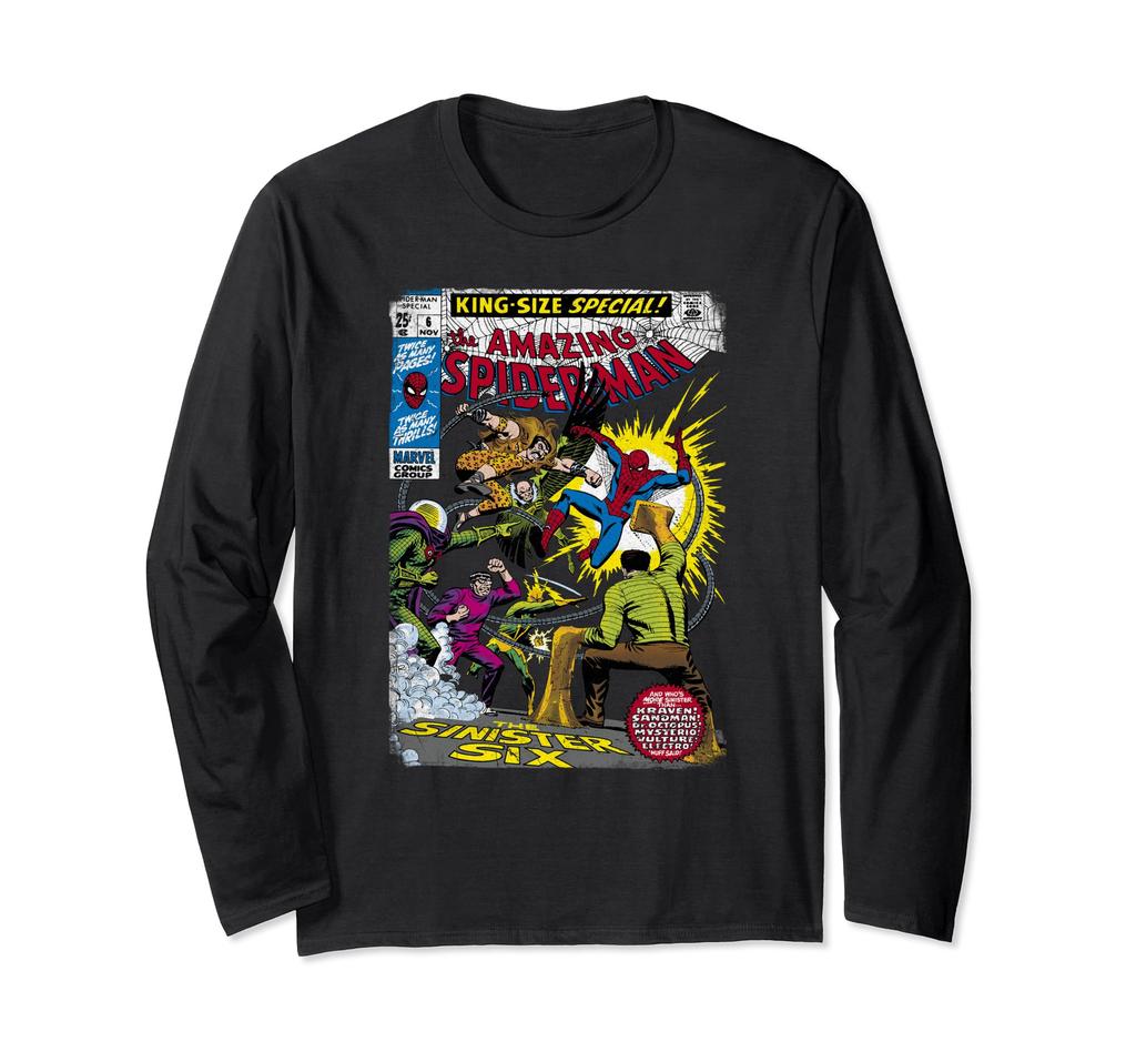 Marvel Spider-Man Sinister Six Villains Comic Cover Long Sleeve T-Shirt
