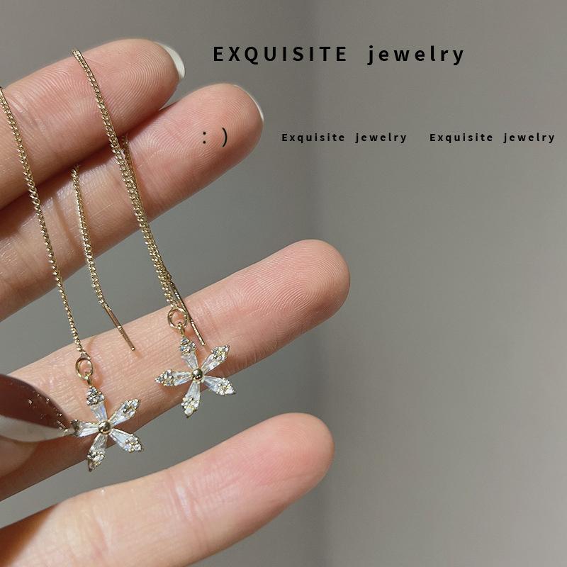 Lange Quaste Zirkon Ohrring Mode Frauen Mädchen Temperament Feine Glänzende Geometrische Ohrringe Schmuck Party Geschenke