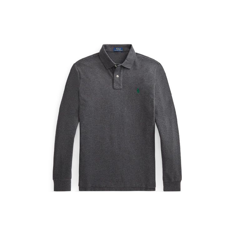 

Polo Ralph Lauren FW22 Solid Color Logo Embroidered Long Sleeve Polo Shirt Men tops Gray MNPOKNI16821189-020 XS
