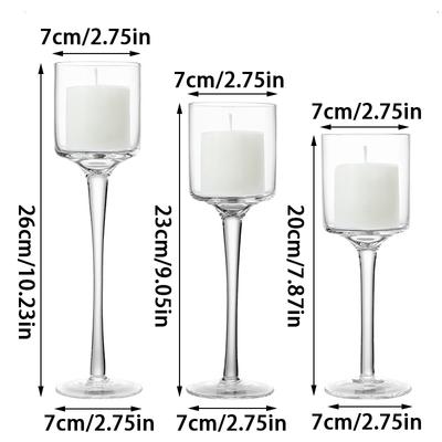3PC Light Luxury Tall Transparent Candlelights Glasljusstake Födelsedag European Romantic
