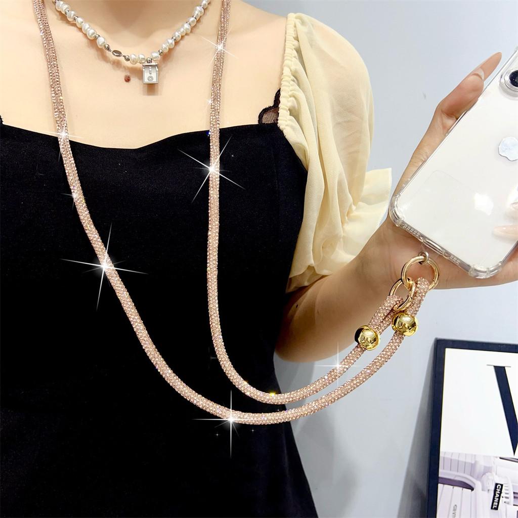 Pvc Phone Lanyard With Full Rhinestone Water Dazzling Crystal Beads For Women And Men