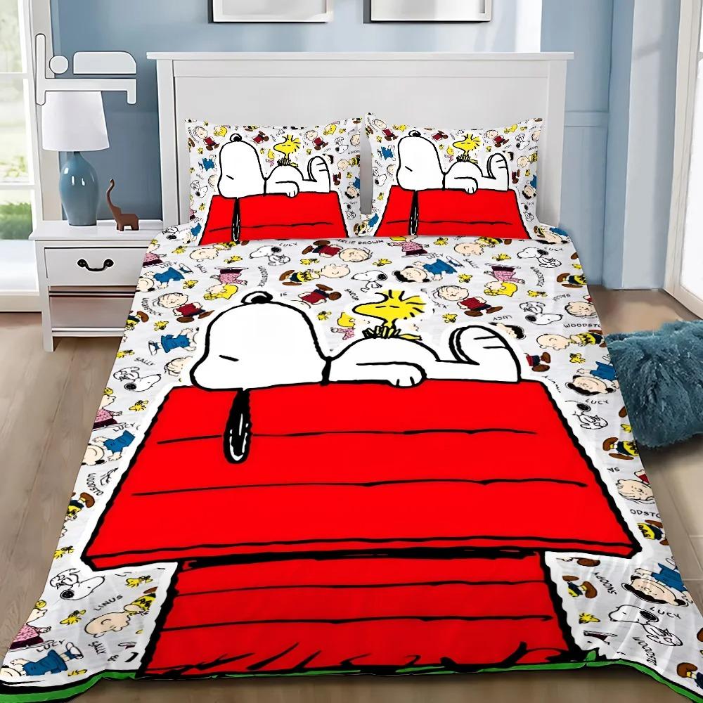 Snoopy Duvet Cover 3D Exquisite 3D Print Happy Puppy Bedding Set Comforter Bed Youth Home Decor Girls Boys Gift