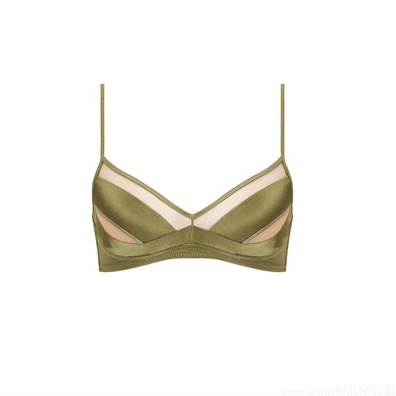 

Italian La ~ Fancy Intimates Women s 19 M Exquisite Thin Mulberry Silk Accessible Luxury Intimates Bra M Tea Green floating glaze