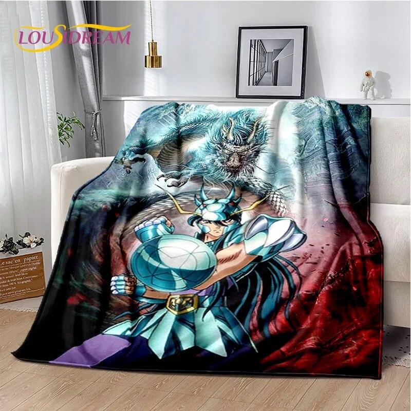 Cartoon Saint Seiya Retro Anime HD Blanket,Soft Throw Blanket for Home Bedroom Bed Sofa Picnic Travel Office Cover Blanket Kids