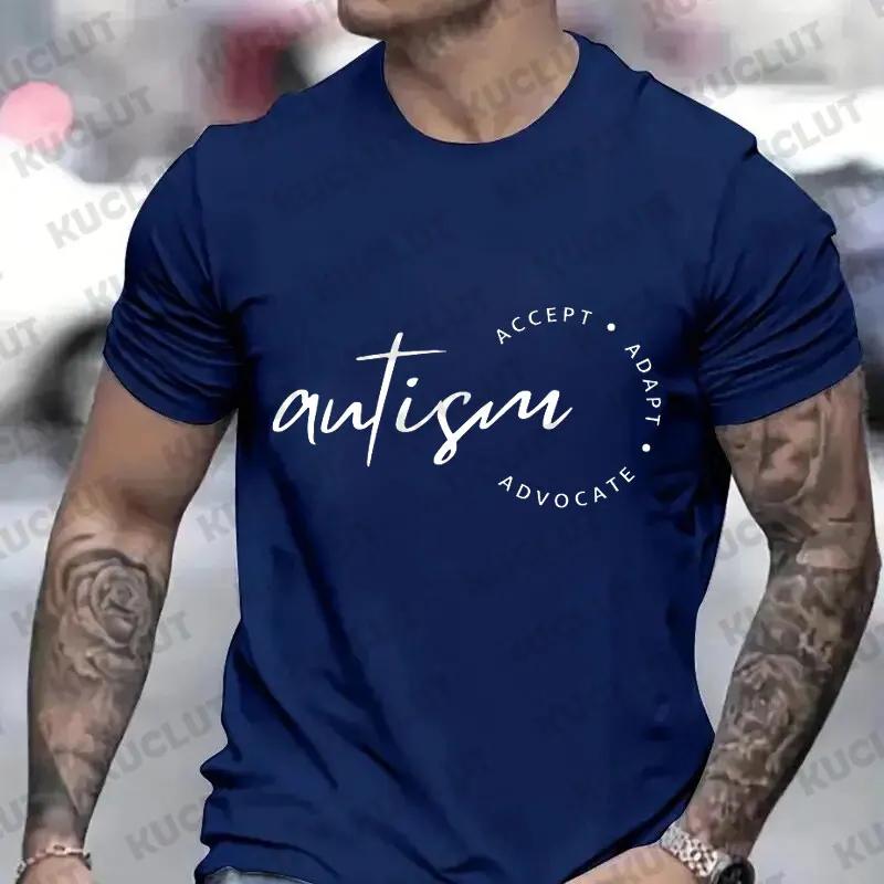 Herren T-Shirts Autismus Bewusstsein T-Shirts Grafik Kleidung Bedrucktes T-Shirt Y2K Mode Herren Autismus Akzeptanz T-Shirt Männliche Streetwear Oberteile