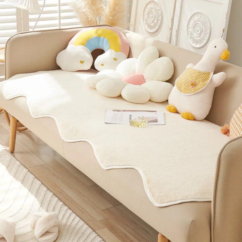 

Зимний плюшевый чехол для дивана с кроликом, теплые утолщенные чехлы для полотенец для дивана, универсальный нескользящий коврик для дивана, одеяло, подушка для дивана, гостиная 80x90cm 1pcs