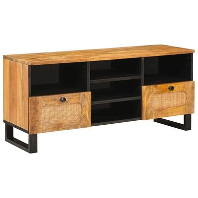 TV Stand with Shelf Brown 100 X 33 X 46 Cm Solid Mango Wood