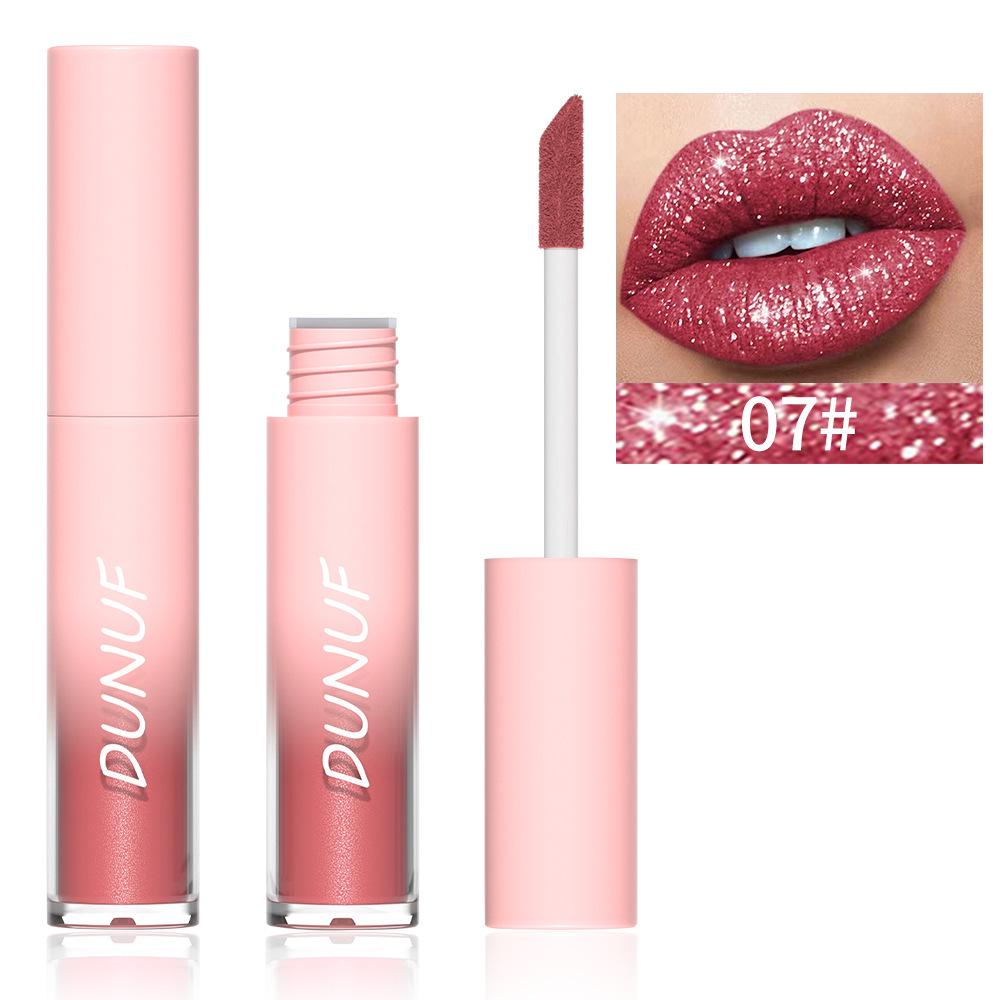 DUNUF 18-Color Diamond Lipstick Gloss: Easy-Apply, Long-Lasting, Plumping Shimmer Glaze for Glossy Makeup.