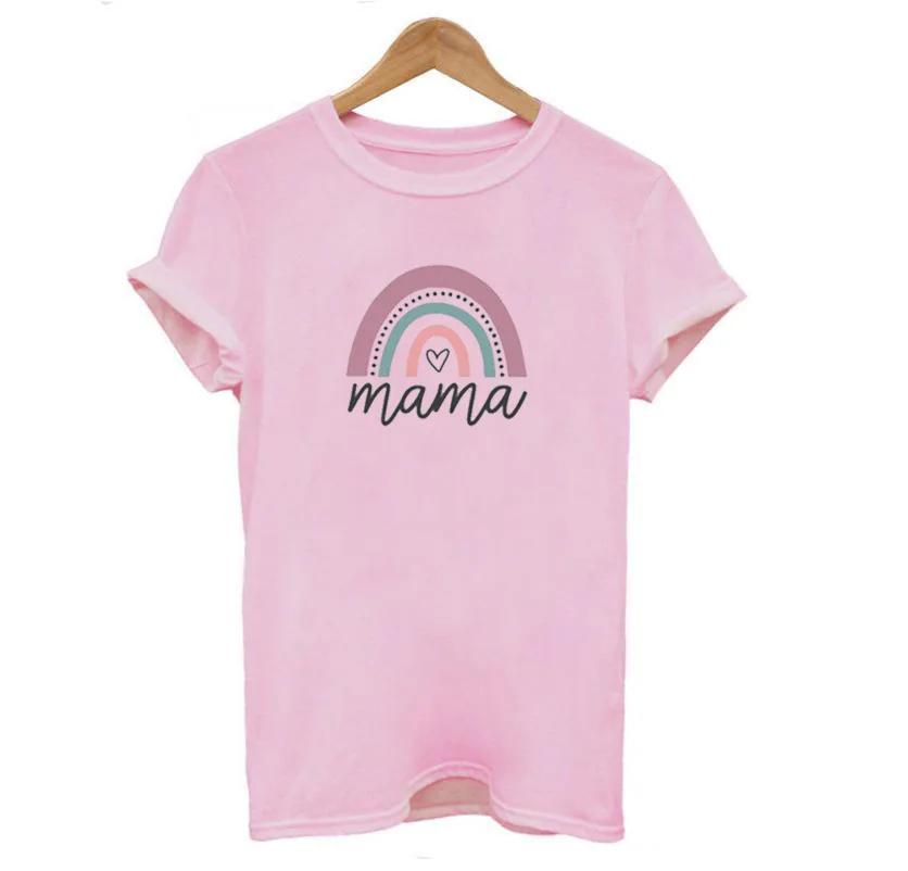 Rainbow Mama Letter Print T Shirt Women Short Sleeve O Neck Loose Tshirt Summer Ladies Tee Shirt Tops Clothes Camisetas Mujer