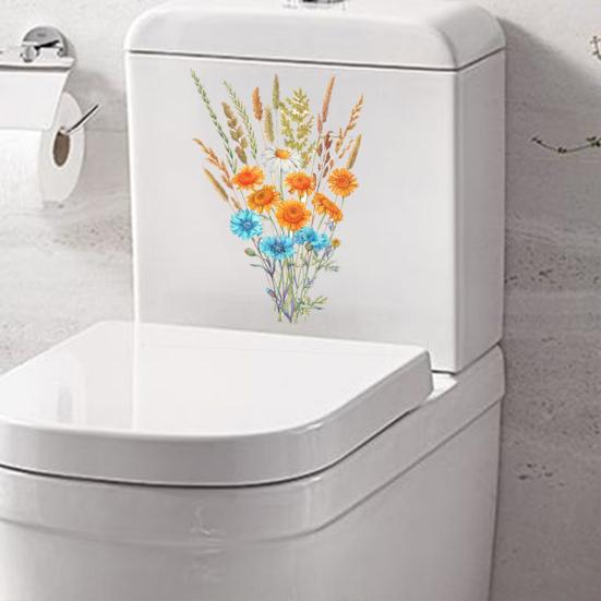 Flower Toilet Seat Lid Sticker Self-Adhesive Toilet Lid Art Decals Removable Peel And Stick Wall Sticker for Bathroom Bathtub Wall Decor