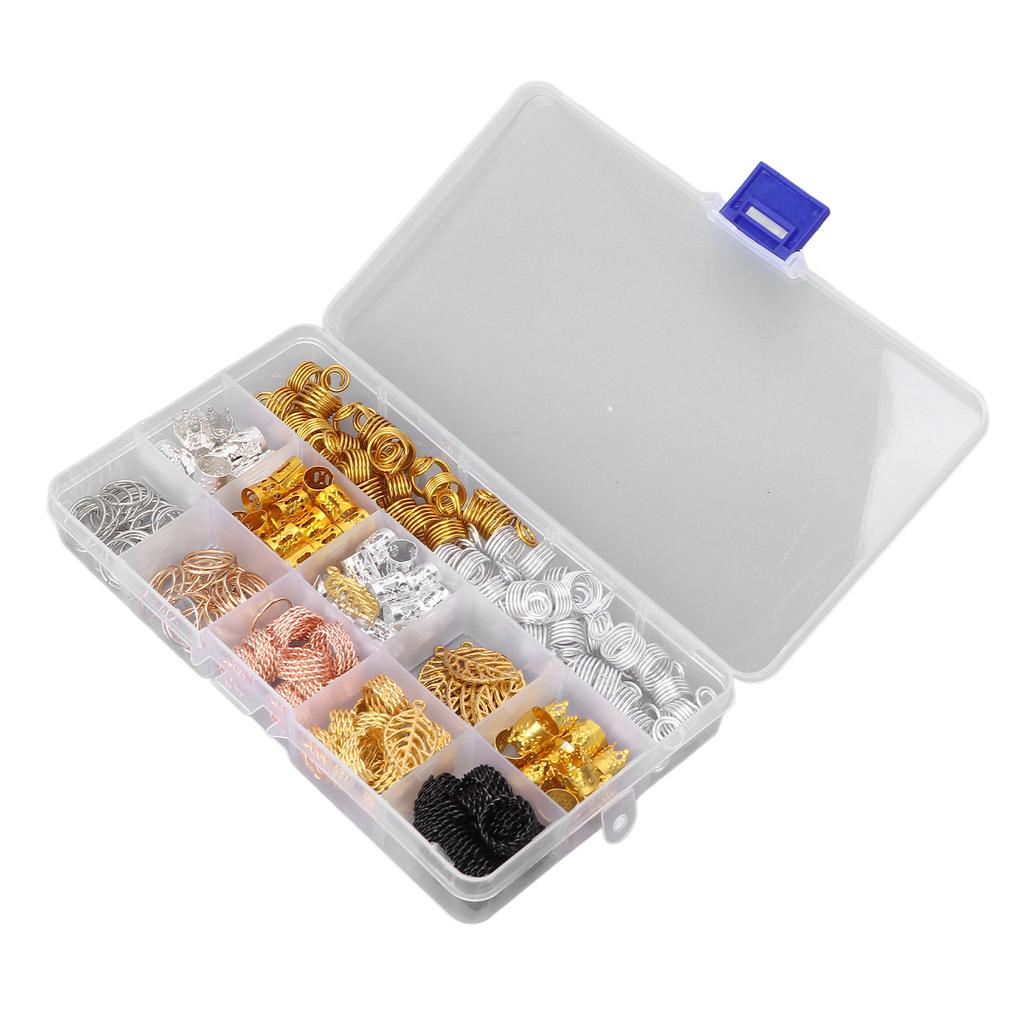 200pcs Hair Braiding Beads DIY Dreadlocks Hair Tube Cuffs Beads Hair Accessories for Hair Clip Decoration