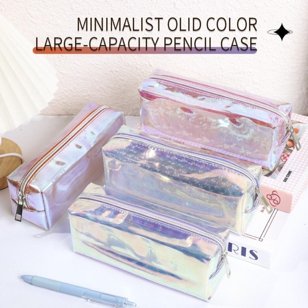 Holographic Laser Pen Bag Shiny Transparent Pencil Pouch Stationery Pouch  School Supplies