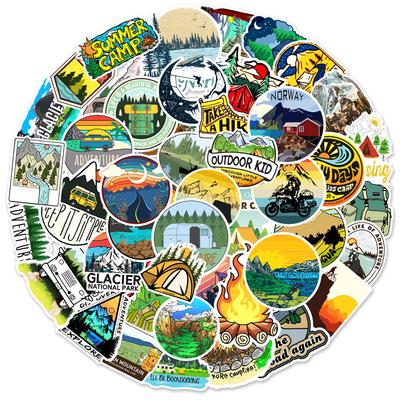 50 Sceneria Plenerowa Kemping 2-50 Walizka Notatnik Kubek na Wodę Naklejki Dekoracyjne Doodle