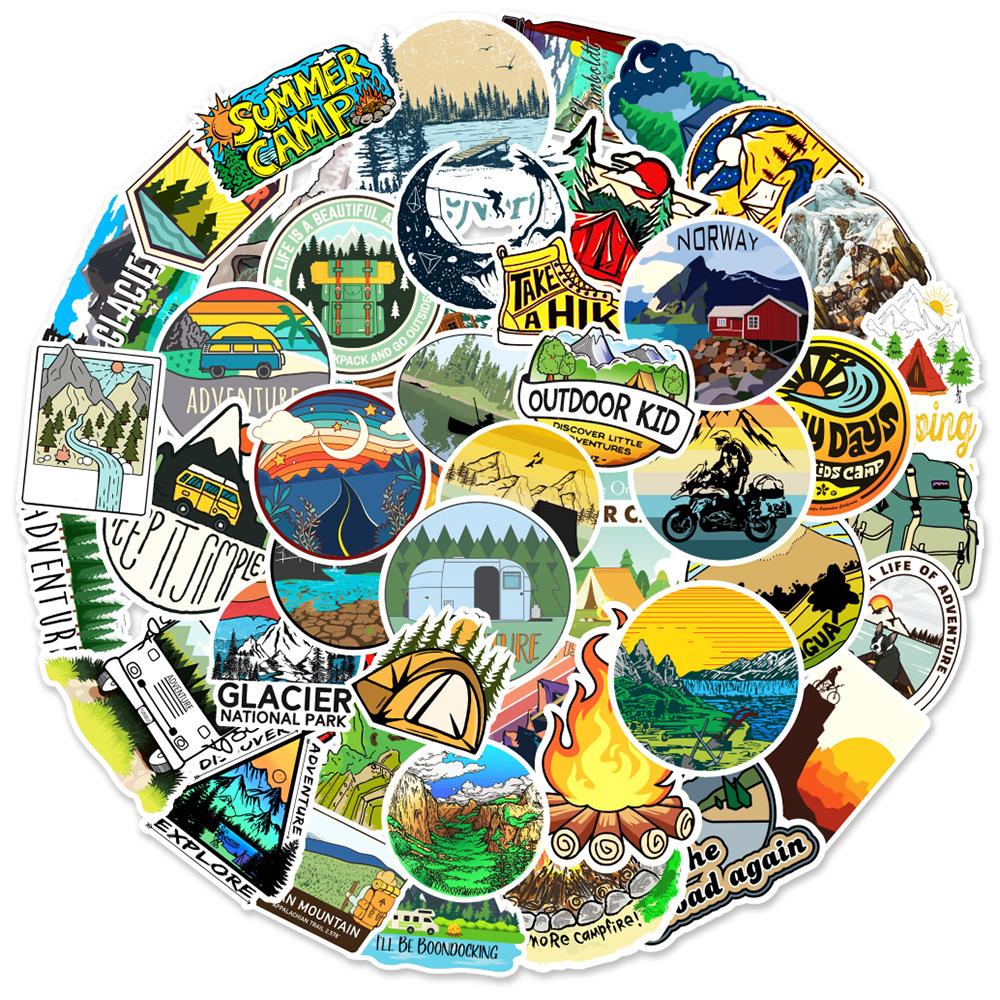 50 Outdoor Scenery Camping 2-50 Suitcase Notebook Water Cup Doodle Decoration Stickers
