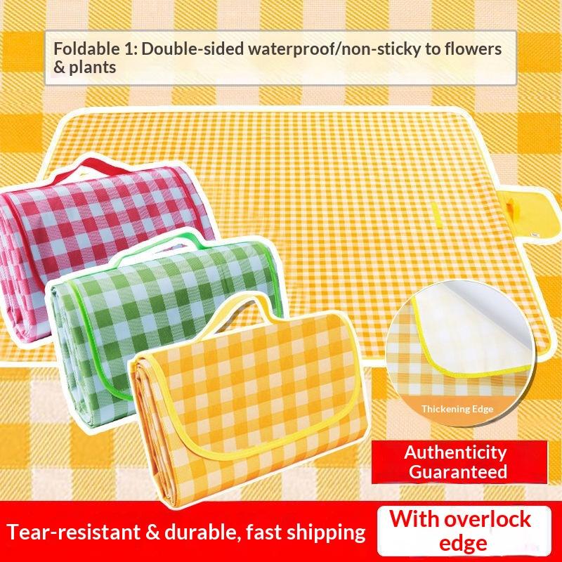 Thickened Waterproof & Moisture-Proof Foldable Portable Picnic Mat with Oxford Cloth for Camping & Beach Outdoor Use