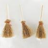 24 Pcs/Set Mini Witch Hat with Mini Broom Miniature Straw Brooms Plastic Witch Hat Set for Halloween Party Decoration